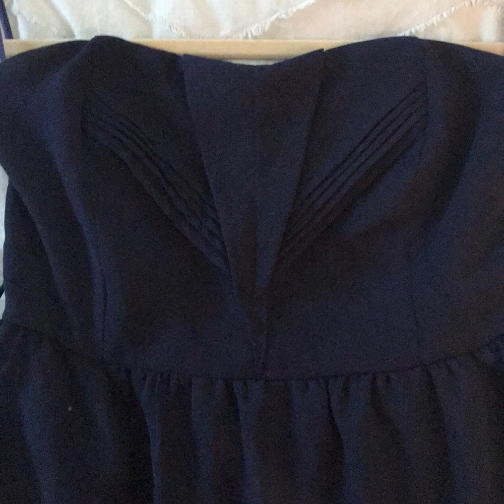 Strapless blue dress